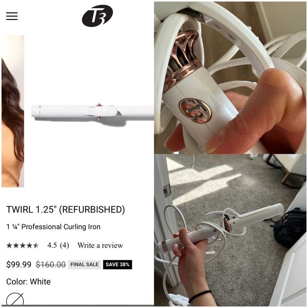 T3 White Curling Iron